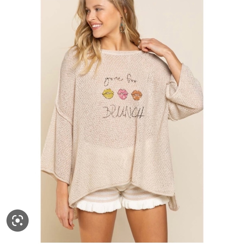 POL Woman’s Gone for Brunch Waffle Knit Sweater Size M